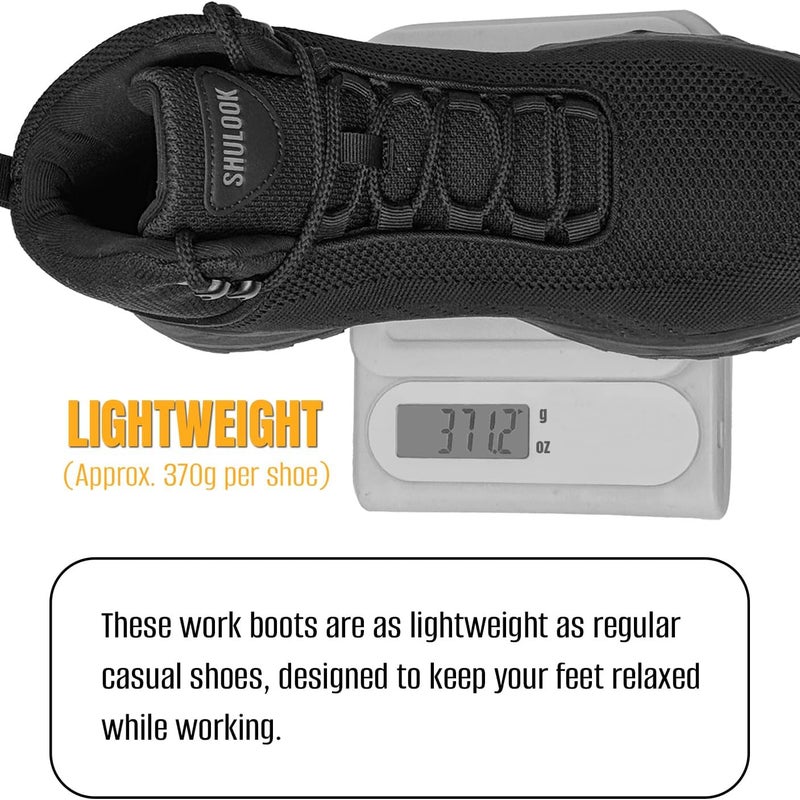 SHULOOK Non Slip Work Boots Women Slip Resistant Comfortable Mesh Kitchen Chef Shoes for Restaurant Food Service Lightweight Walking Shoes Ankle Support,Black - Image 4